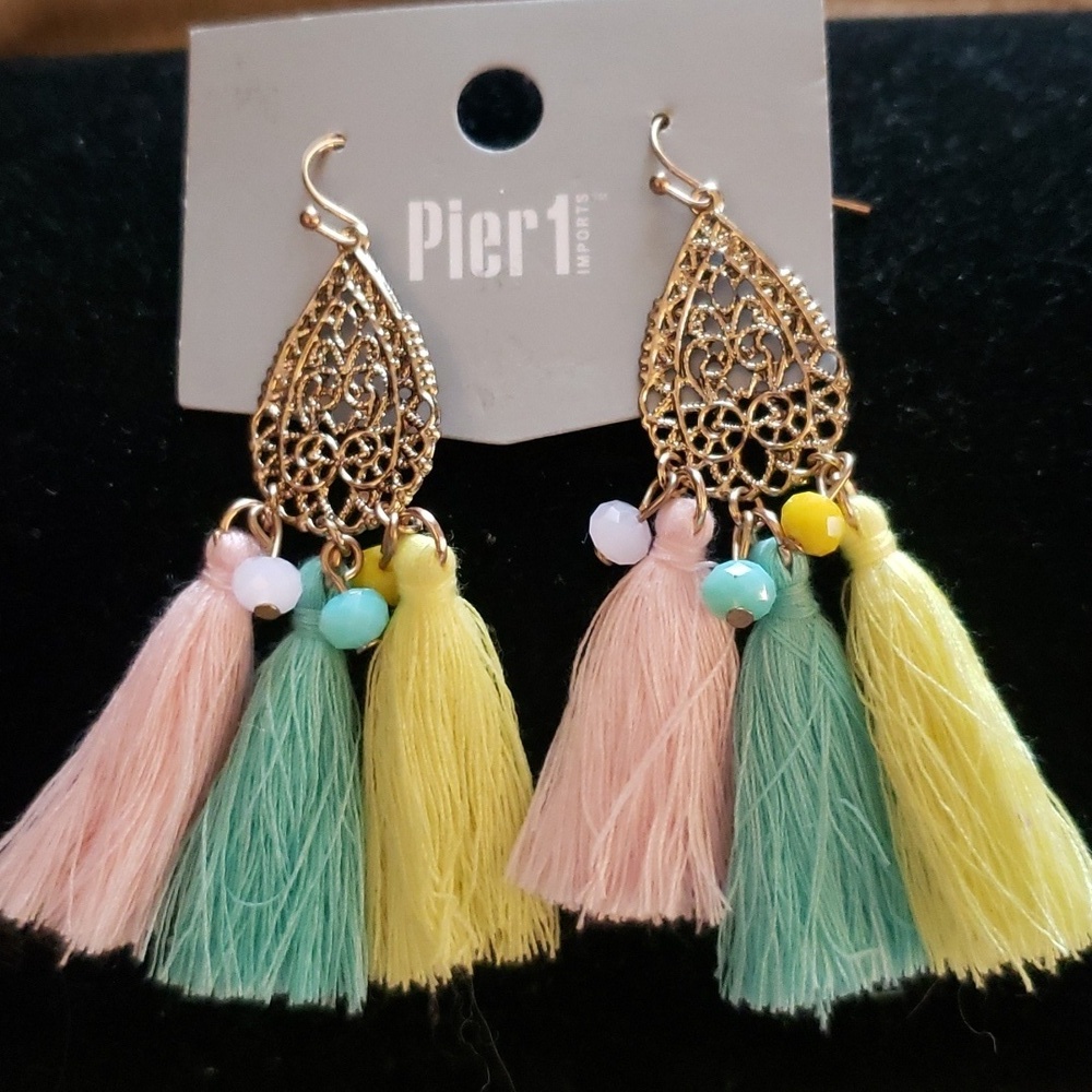 Pier 1 Imports Easter Tassel Earrings With Glass Beads